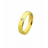 18ct Yellow Gold Wedding Band with Diamond Stone